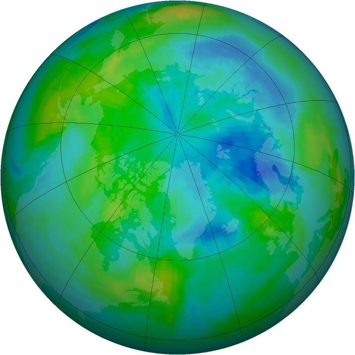 Arctic ozone map for 06 October 1989